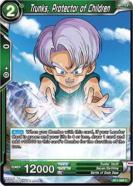 Trunks, Protector of Children BT1-069 card from Galactic Battle