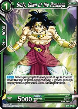 Broly, Dawn of the Rampage (2017) BT1-076 card from Galactic Battle
