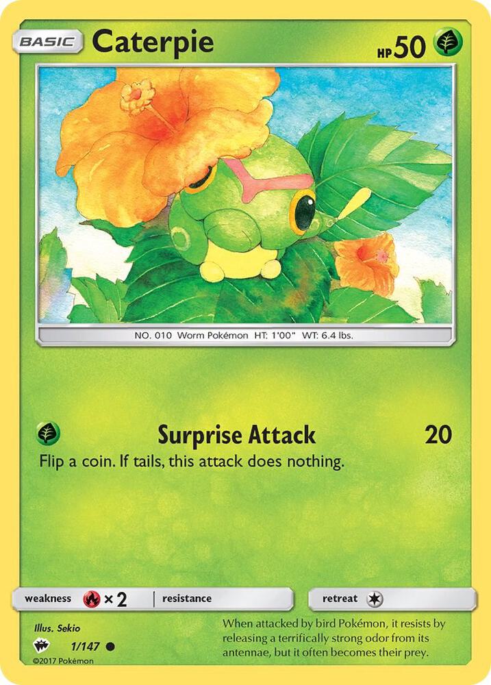 Caterpie 1/147 card from SM - Burning Shadows