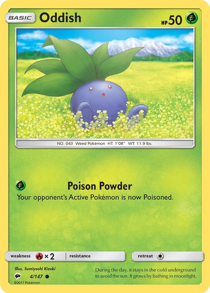 Oddish 4/147 card from SM - Burning Shadows