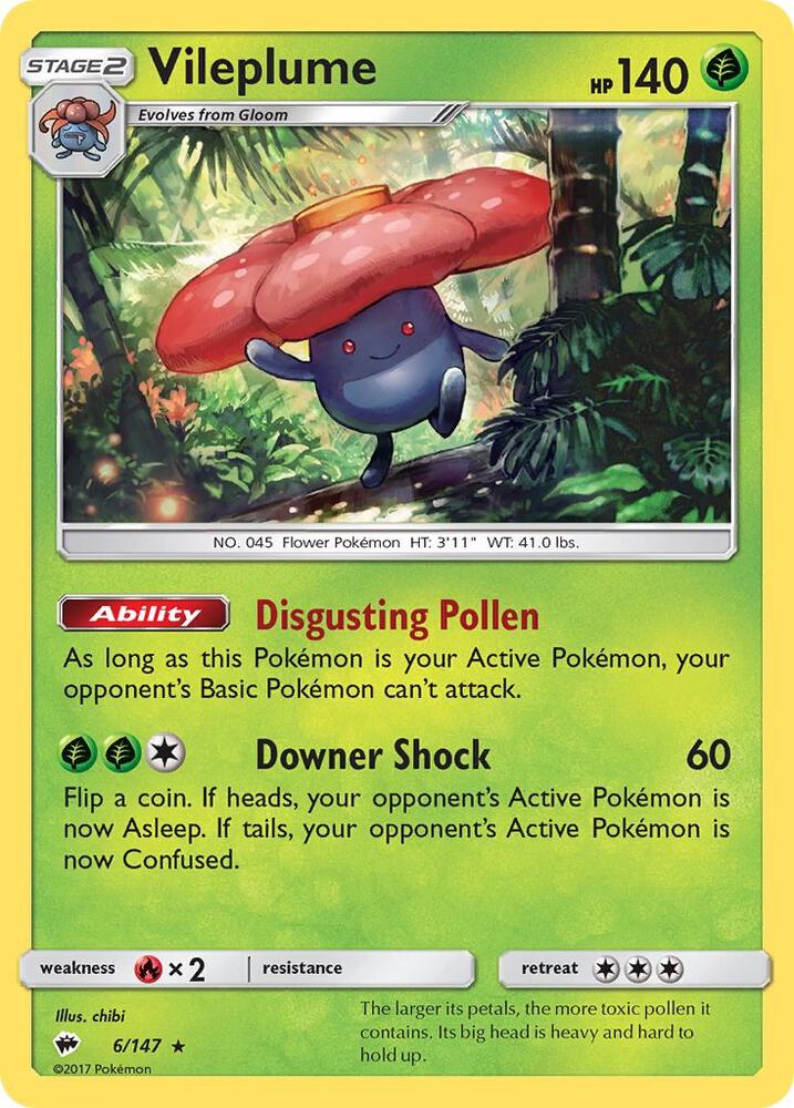 Vileplume 6/147 card from SM - Burning Shadows