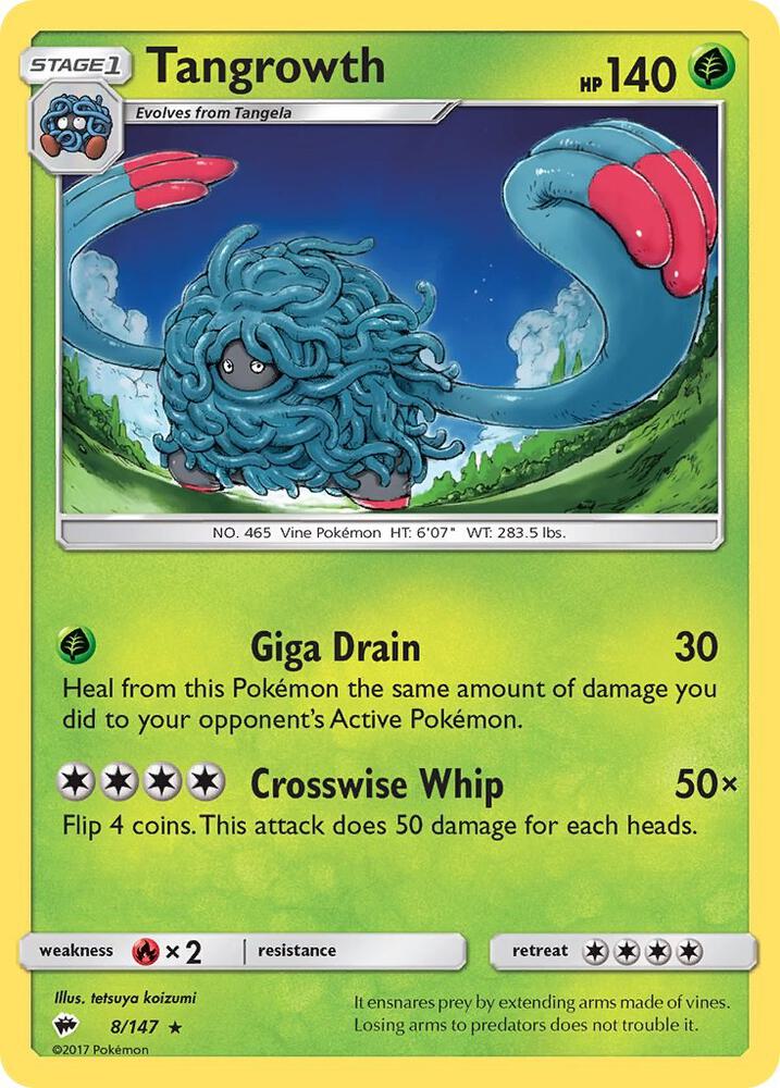 Tangrowth 8/147 card from SM - Burning Shadows