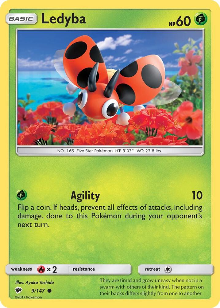 Ledyba 9/147 card from SM - Burning Shadows