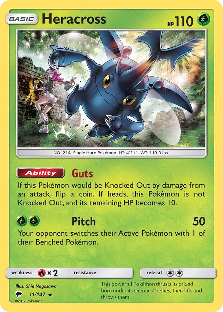 Heracross 11/147 card from SM - Burning Shadows
