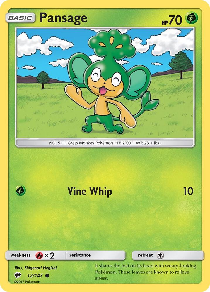 Pansage 12/147 card from SM - Burning Shadows