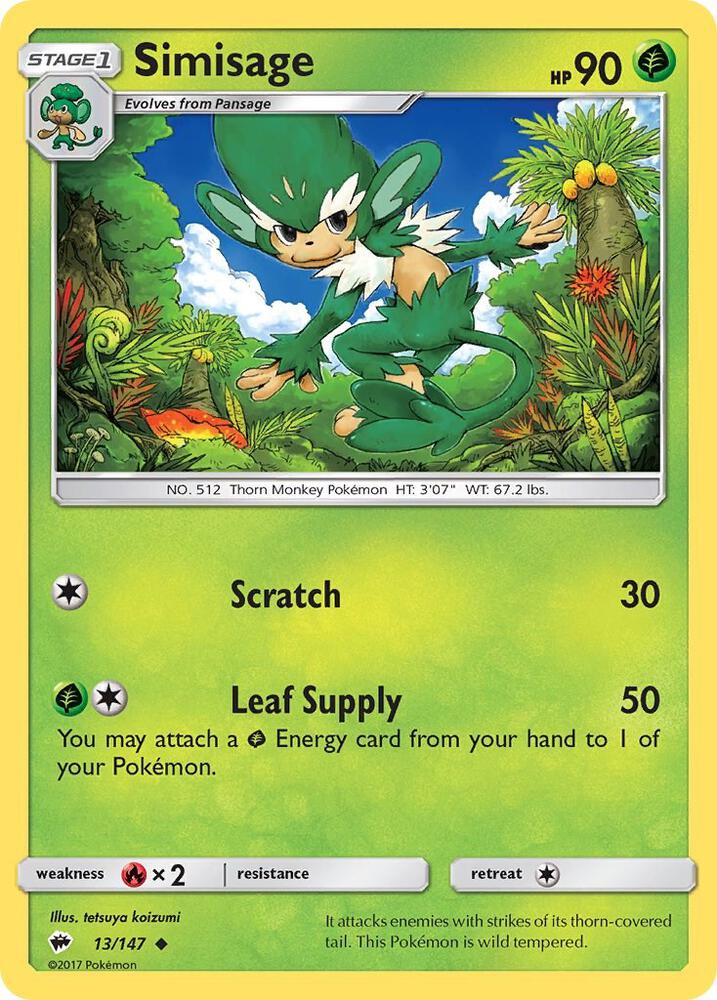 Simisage 13/147 card from SM - Burning Shadows