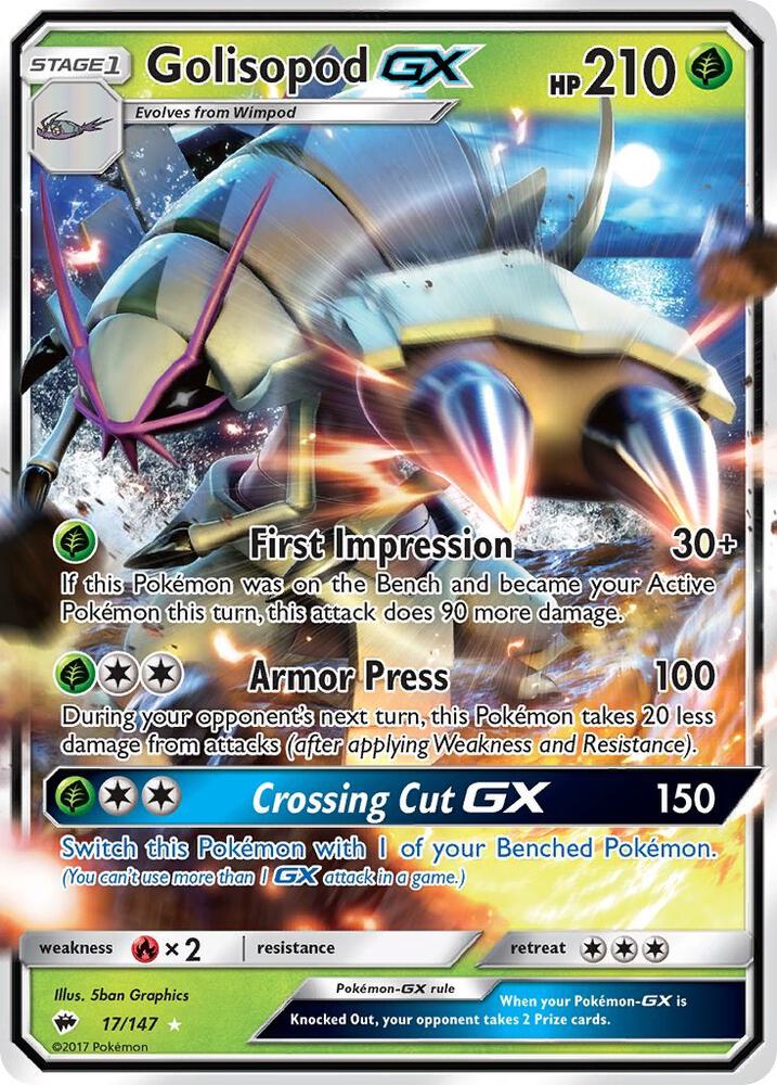 Golisopod GX 17/147 card from SM - Burning Shadows