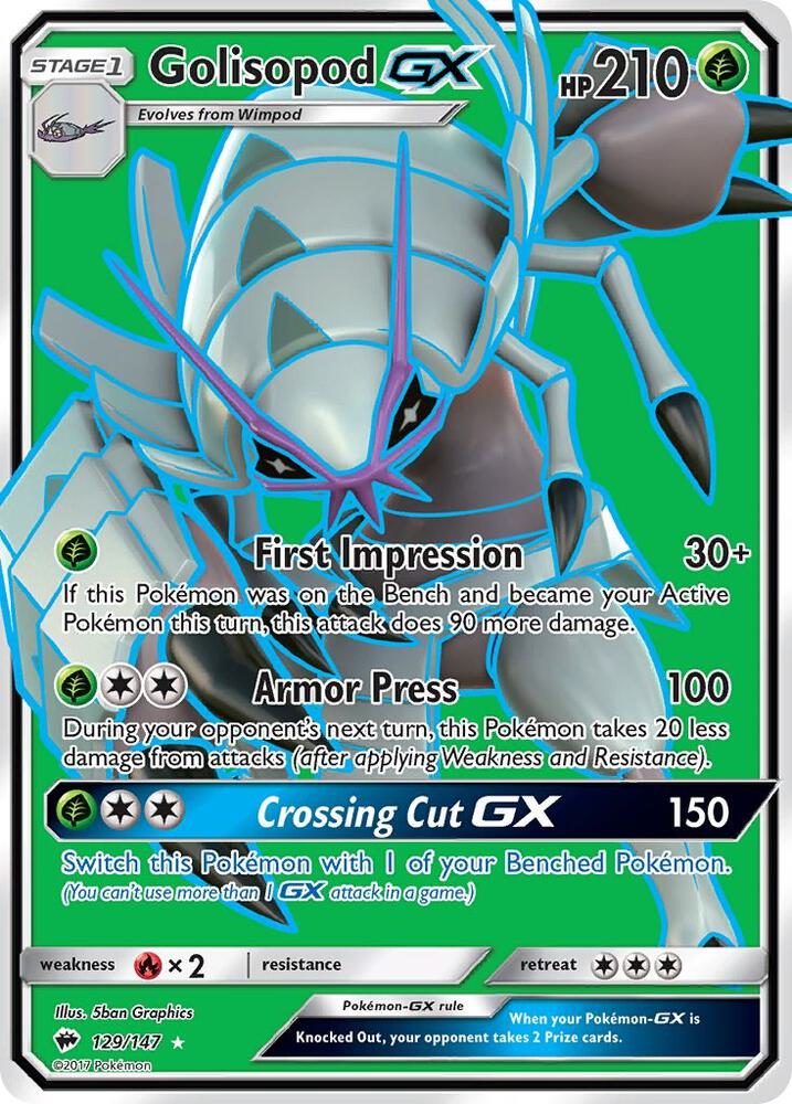 Golisopod GX (Full Art) 129/147 card from SM - Burning Shadows