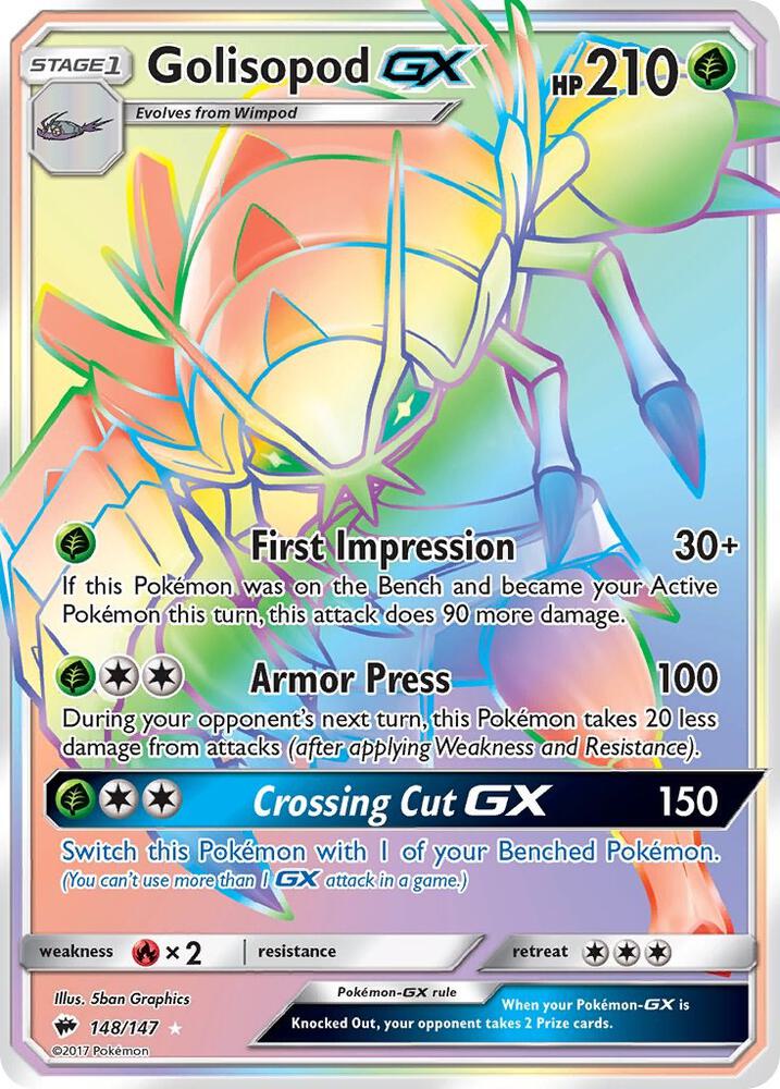 Golisopod GX (Secret) 148/147 card from SM - Burning Shadows