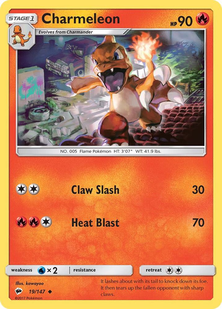 Charmeleon 19/147 card from SM - Burning Shadows