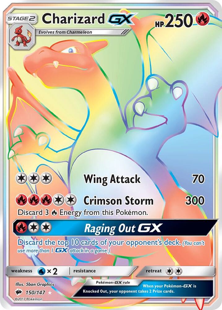 Charizard GX (Secret) 150/147 card from SM - Burning Shadows