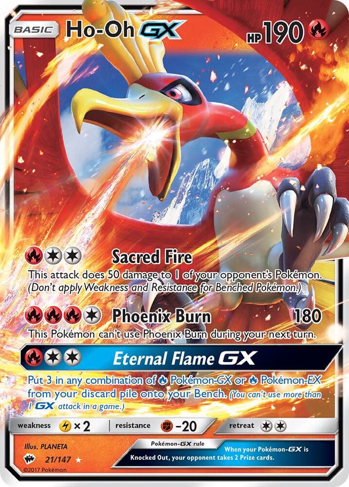 Ho-Oh GX 21/147 card from SM - Burning Shadows