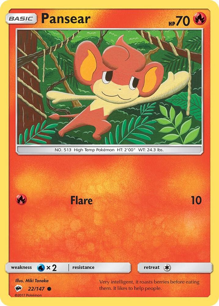 Pansear 22/147 card from SM - Burning Shadows