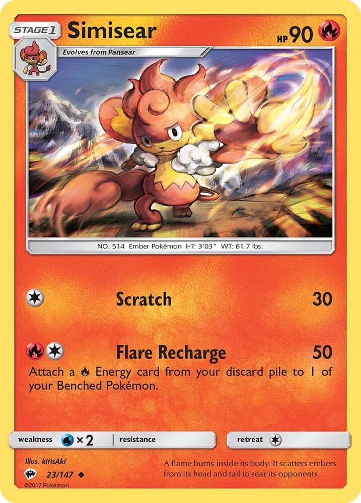 Simisear 23/147 card from SM - Burning Shadows