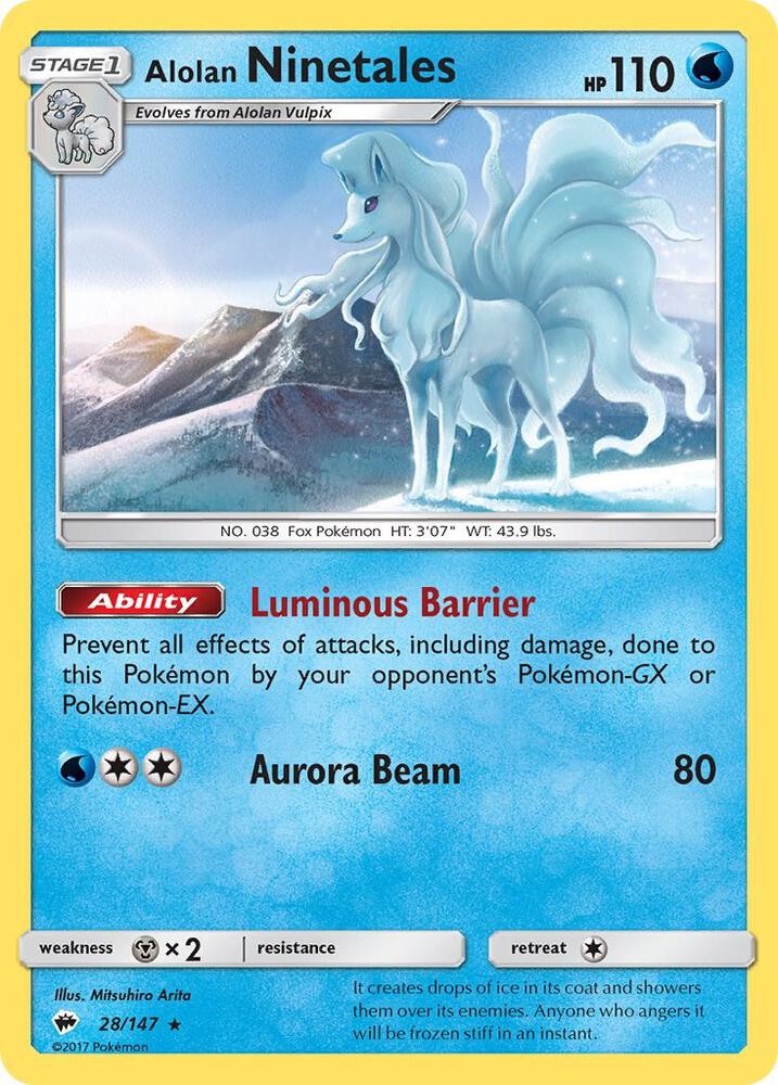 Alolan Ninetales 28/147 card from SM - Burning Shadows