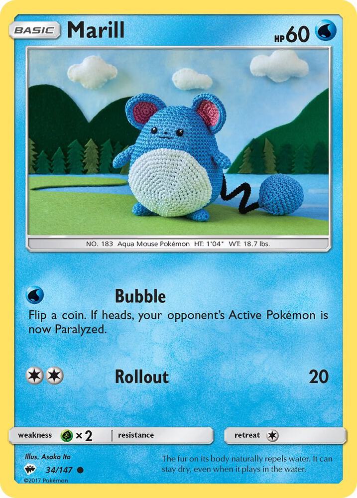 Marill 34/147 card from SM - Burning Shadows
