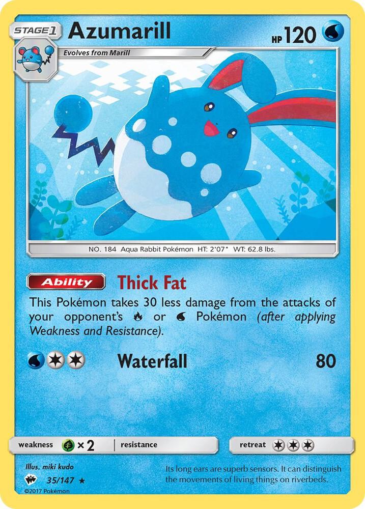 Azumarill 35/147 card from SM - Burning Shadows