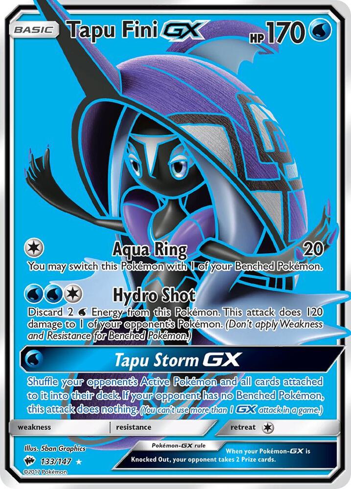 Tapu Fini GX (Full Art) 133/147 card from SM - Burning Shadows