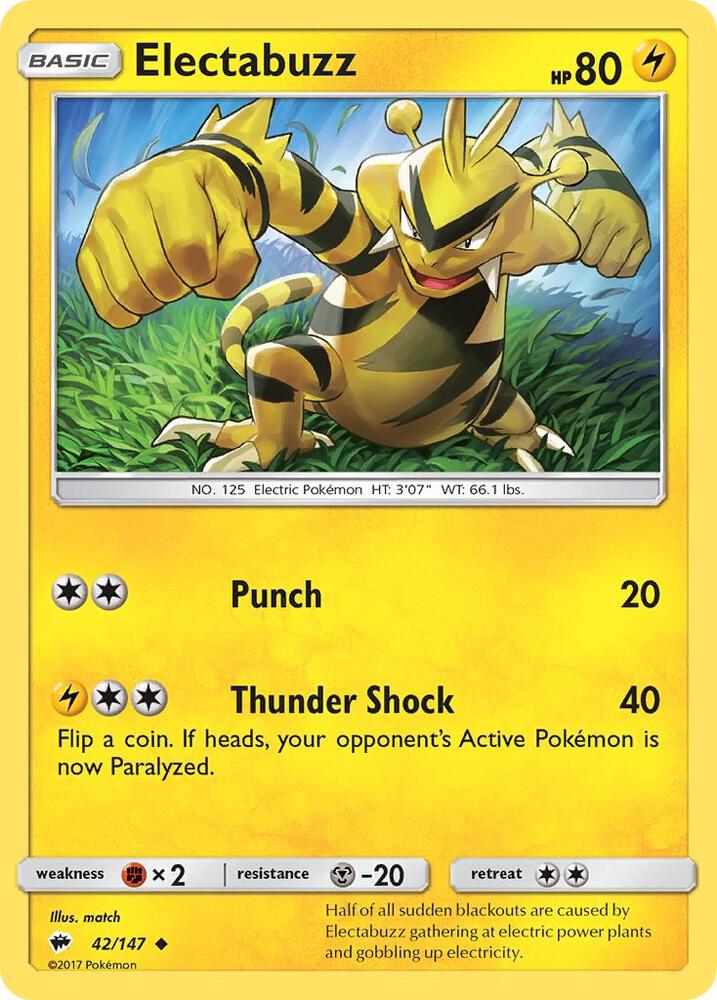 Electabuzz 42/147 card from SM - Burning Shadows