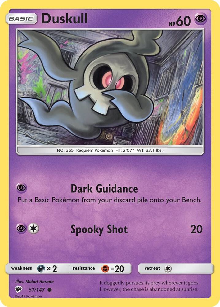 Duskull 51/147 card from SM - Burning Shadows