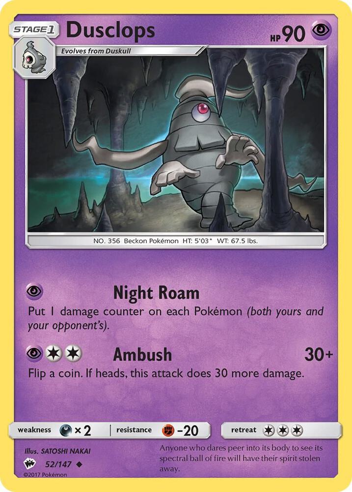 Dusclops 52/147 card from SM - Burning Shadows