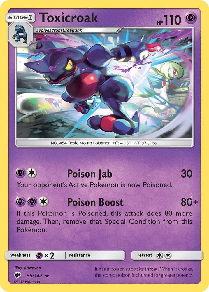 Toxicroak 55/147 card from SM - Burning Shadows