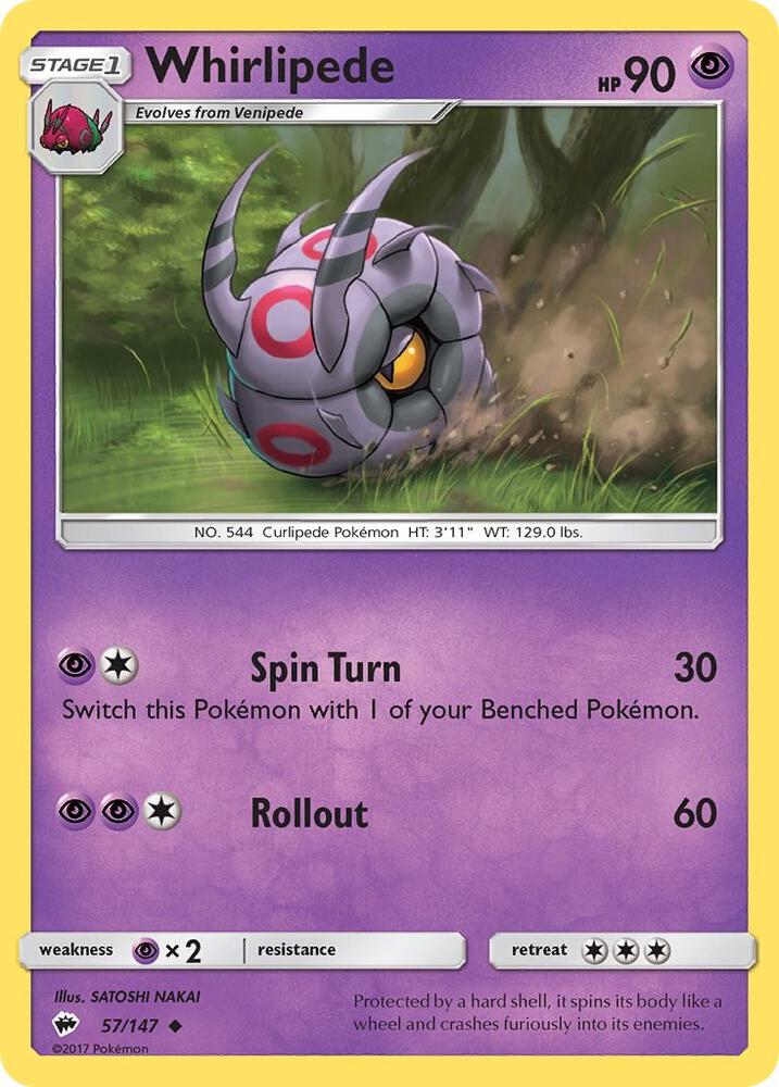 Whirlipede 57/147 card from SM - Burning Shadows