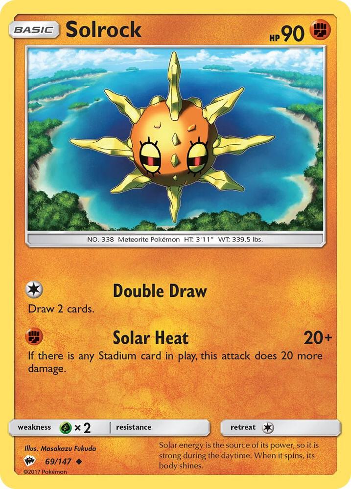 Solrock 69/147 card from SM - Burning Shadows