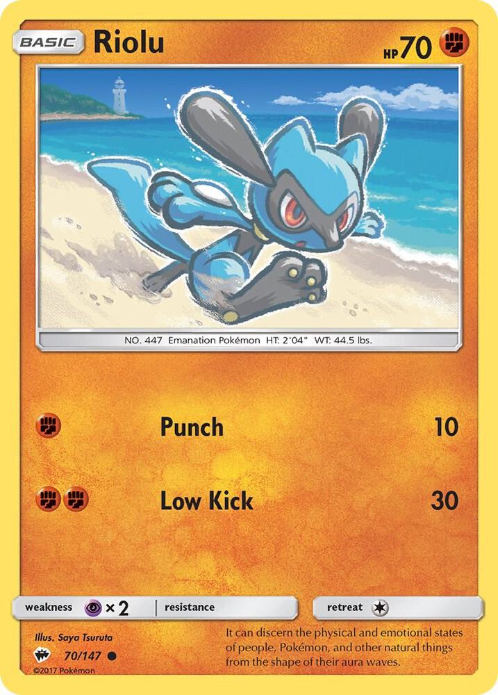 Riolu 70/147 card from SM - Burning Shadows