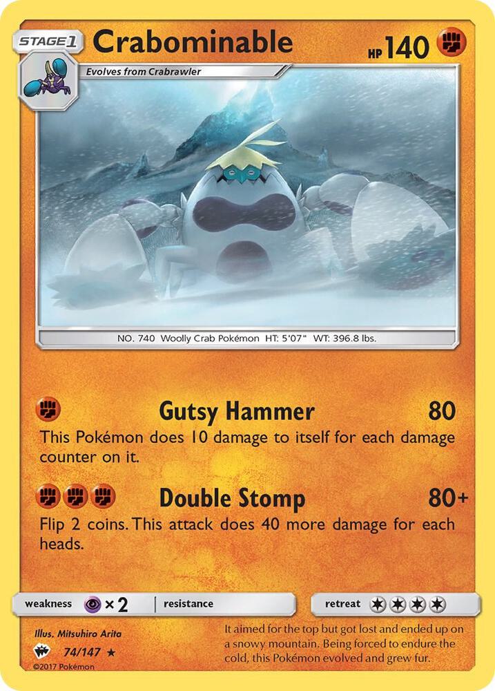 Crabominable 74/147 card from SM - Burning Shadows