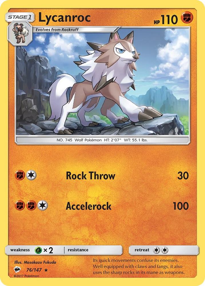 Lycanroc (76) 76/147 card from SM - Burning Shadows