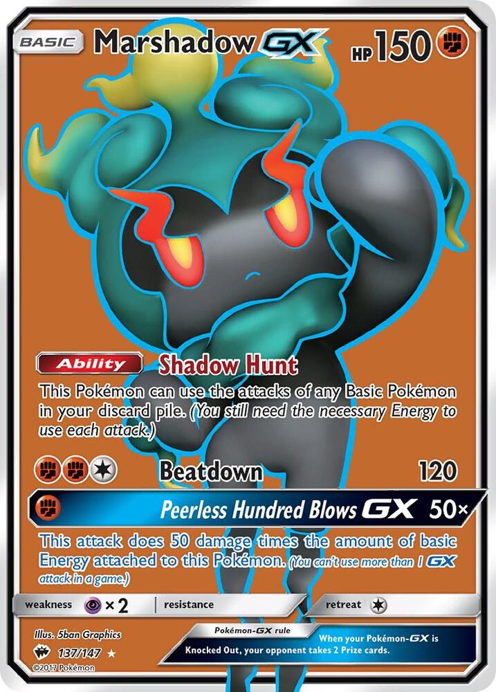 Marshadow GX (Full Art) 137/147 card from SM - Burning Shadows