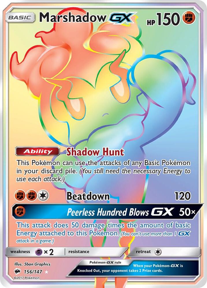 Marshadow GX (Secret) 156/147 card from SM - Burning Shadows
