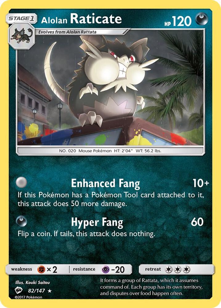 Alolan Raticate 82/147 card from SM - Burning Shadows