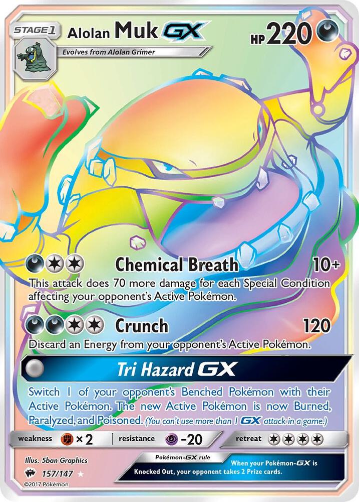 Alolan Muk GX (Secret) 157/147 card from SM - Burning Shadows