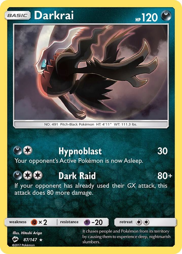 Darkrai 87/147 card from SM - Burning Shadows