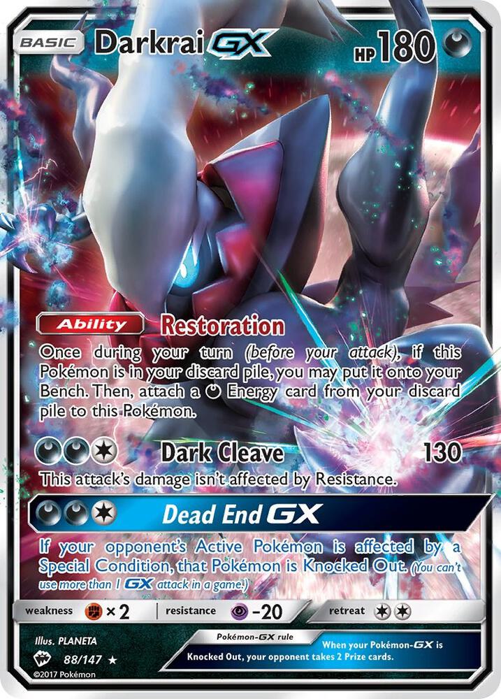Darkrai GX 88/147 card from SM - Burning Shadows