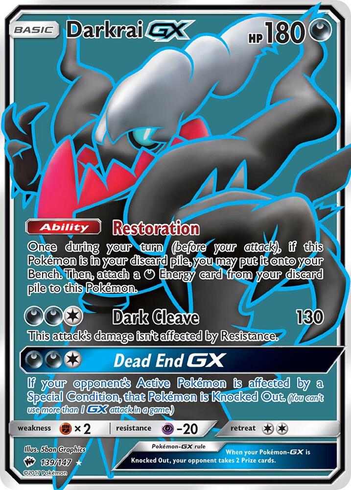 Darkrai GX (Full Art) 139/147 card from SM - Burning Shadows