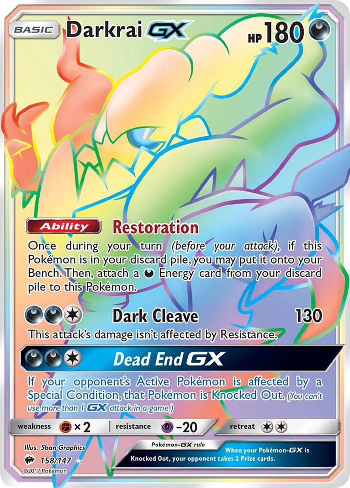 Darkrai GX (Secret) 158/147 card from SM - Burning Shadows
