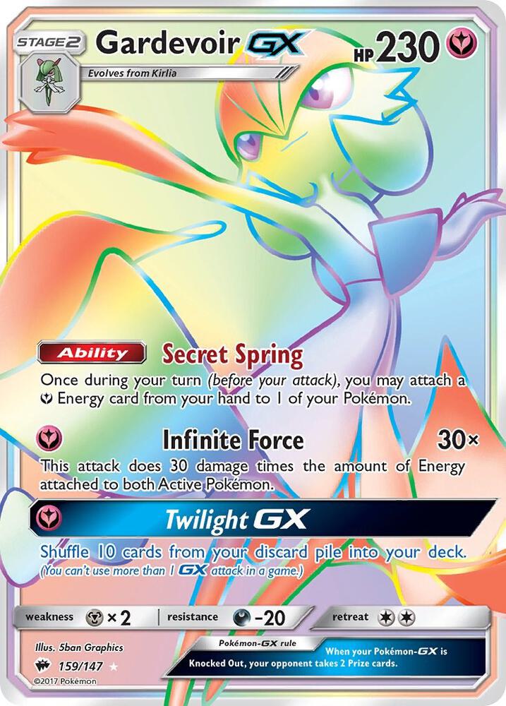 Gardevoir GX (Secret) 159/147 card from SM - Burning Shadows