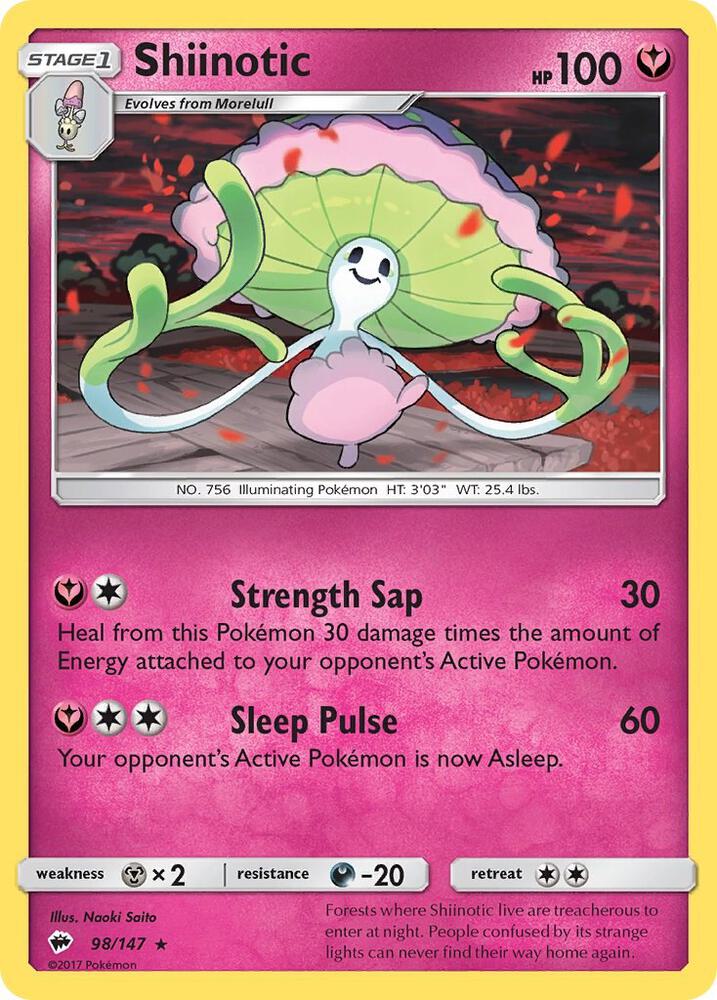 Shiinotic 98/147 card from SM - Burning Shadows