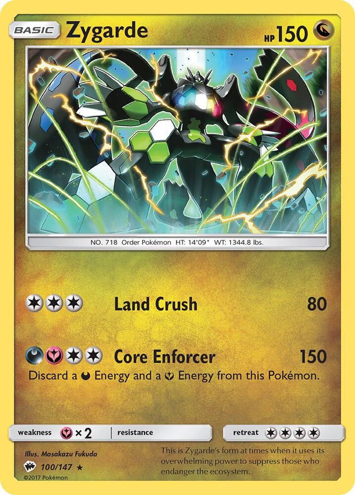 Zygarde 100/147 card from SM - Burning Shadows
