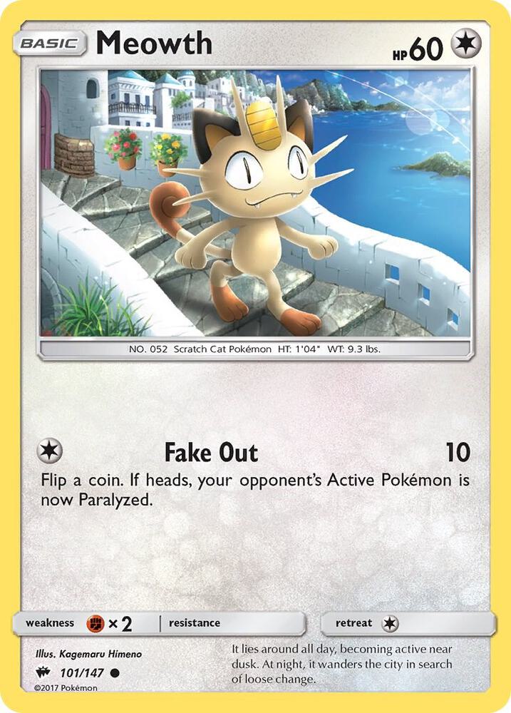 Meowth 101/147 card from SM - Burning Shadows