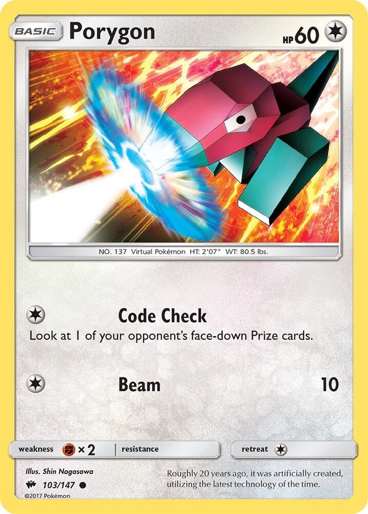 Porygon 103/147 card from SM - Burning Shadows