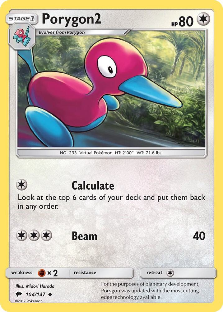 Porygon2 104/147 card from SM - Burning Shadows