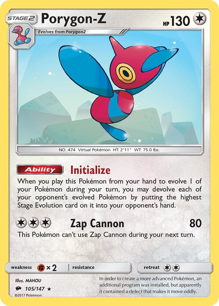 Porygon-Z 105/147 card from SM - Burning Shadows
