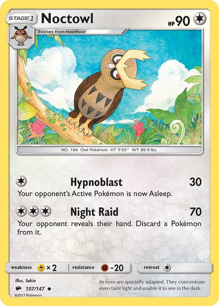 Noctowl 107/147 card from SM - Burning Shadows