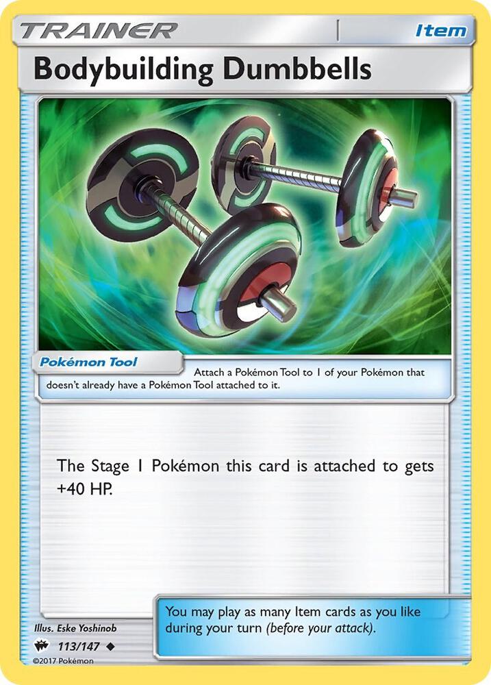Bodybuilding Dumbbells 113/147 card from SM - Burning Shadows