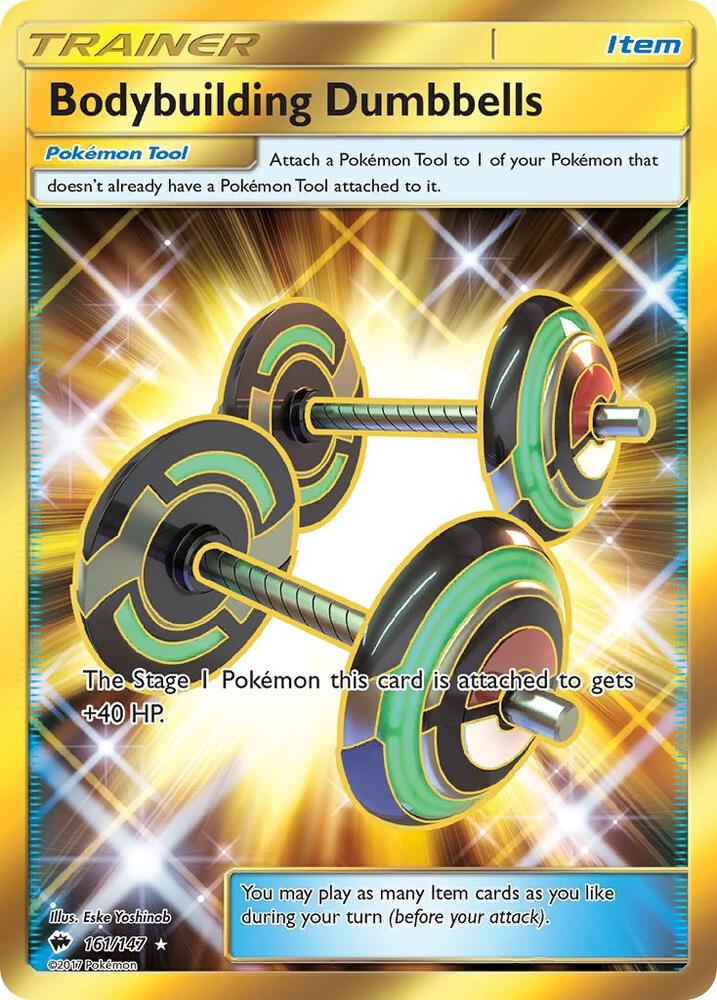 Bodybuilding Dumbbells (Secret) 161/147 card from SM - Burning Shadows