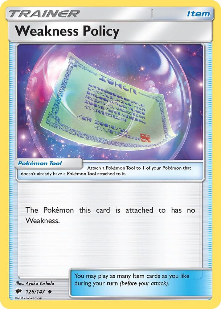 Weakness Policy 126/147 card from SM - Burning Shadows